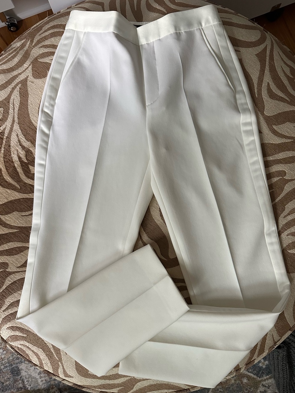 Zara Cream-White Dress Pants - Tailored Pleat Front